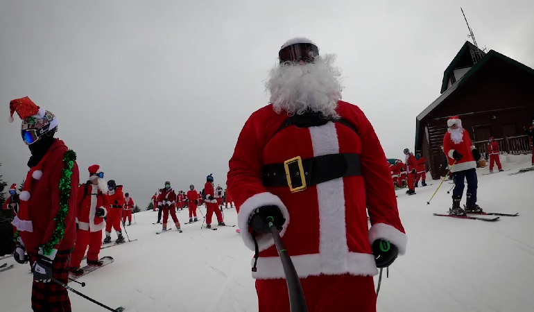 Hundreds of Santas hit the slopes at Mountain High in Wrightwood