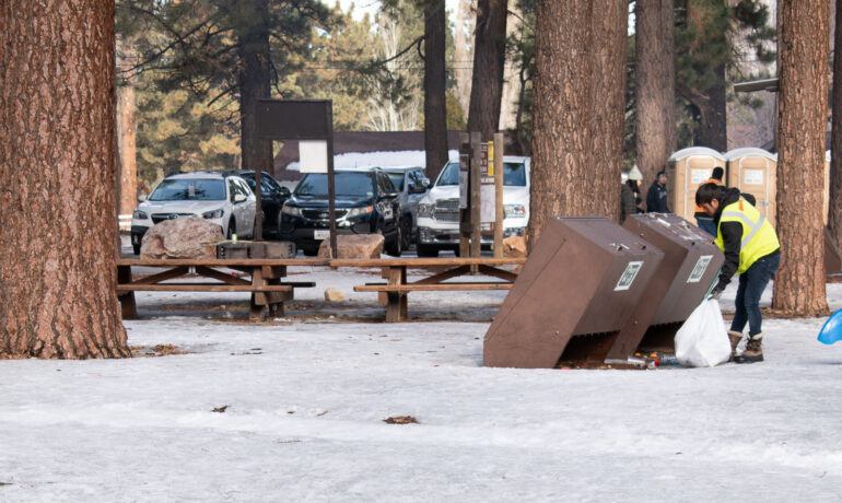 Care for Big Bear Cleans Up After Presidents Day Crowds